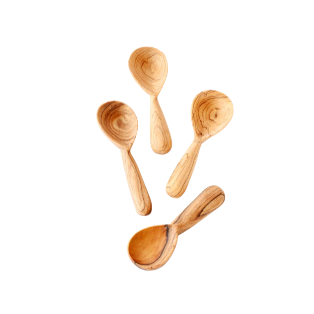 Wood Teardrop Spice Spoons | Set of 4