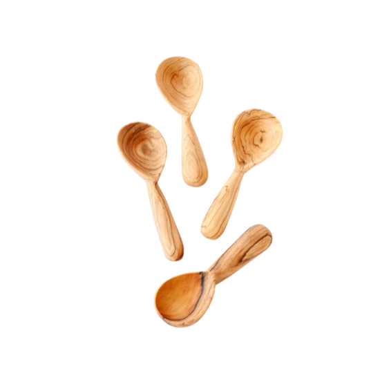 Wood Teardrop Spice Spoons - Set of 4