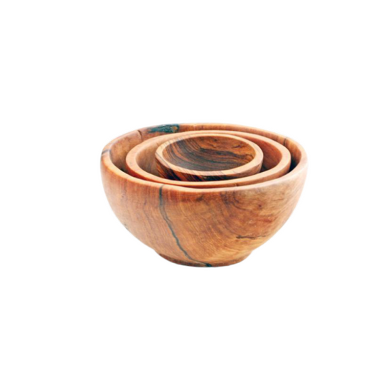 Wood Condiment Bowls - Set of 3