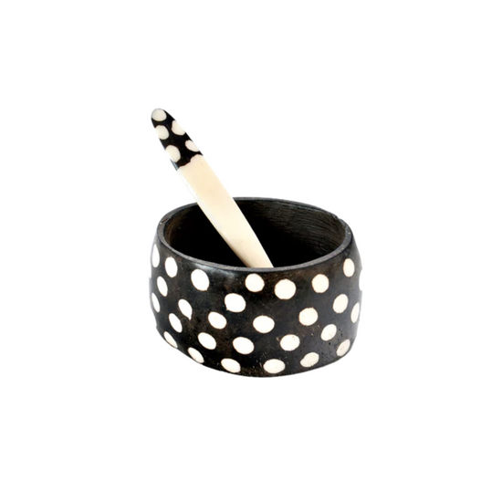 Polka Dot Black & White Salt Well