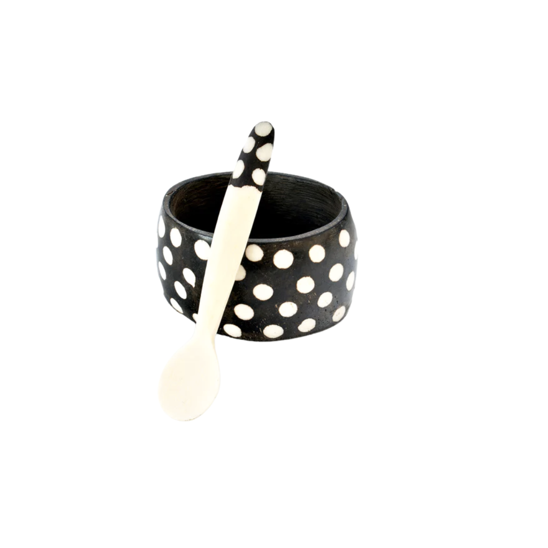 Polka Dot Black & White Salt Well