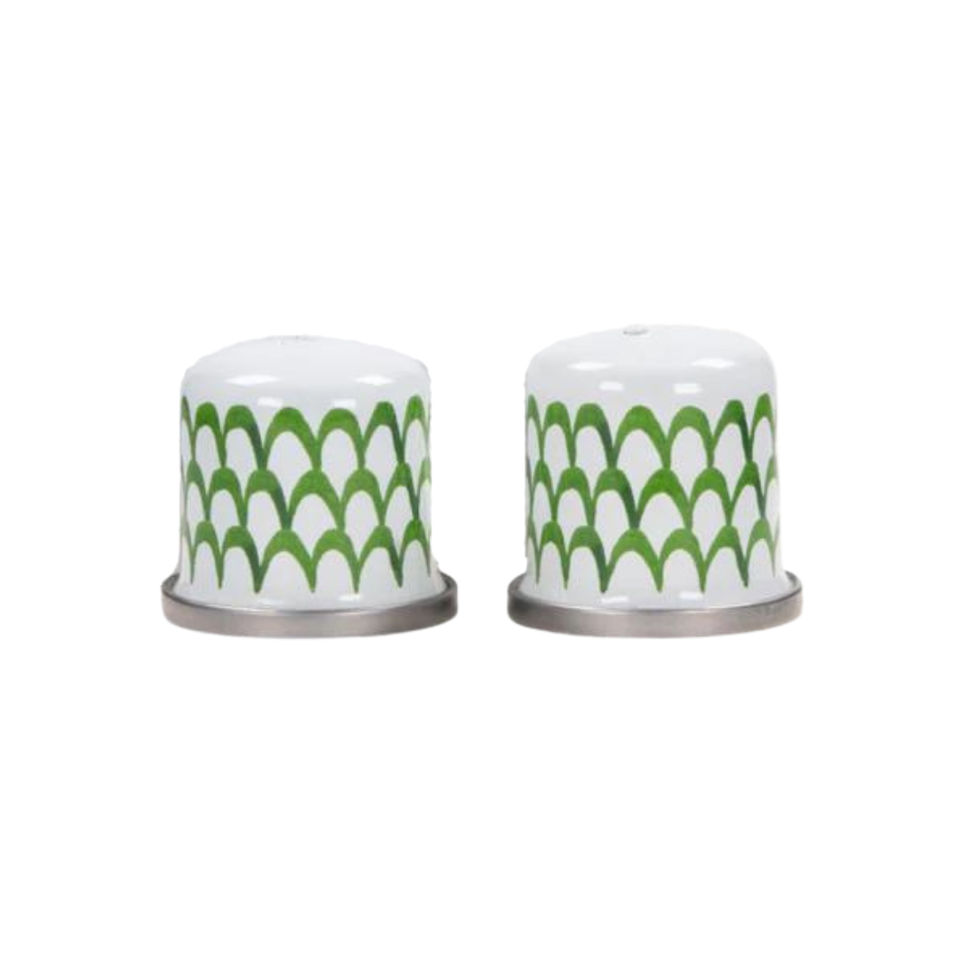Load image into Gallery viewer, Green Scallop Salt &amp;amp; Pepper - Set of 2
