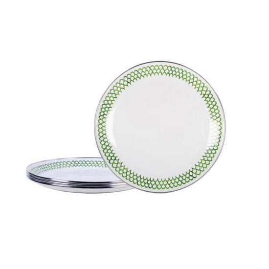 Green Scallop Dinner Plates Set of 4
